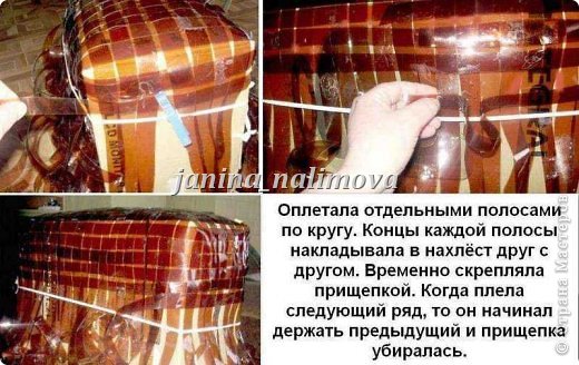 Плетение корзин из бутылок Плетение корзин из бутылок