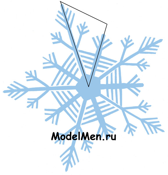 Как сделать снежинку из 6 лучей