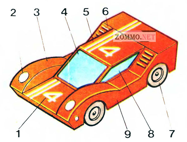 Гоночный автомобиль из бумаги