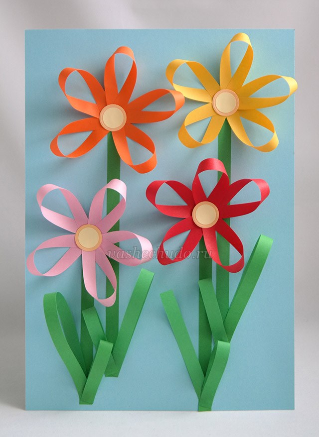 Аппликация цветы из цветной бумаги своими руками