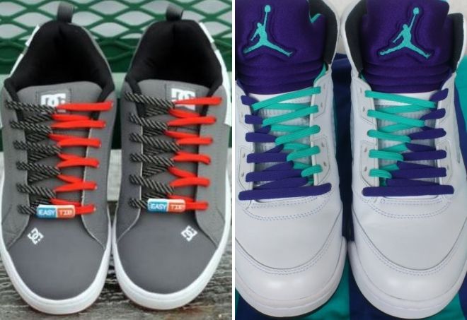Двойная шнуровка кед. Nike Jordan с двойными шнурками.