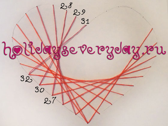Сердечко из ниток на картоне поэтапно в картинках
