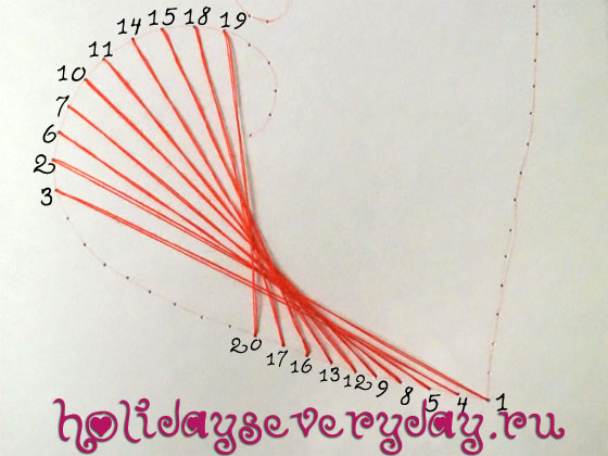 Сердечко из ниток на картоне поэтапно в картинках